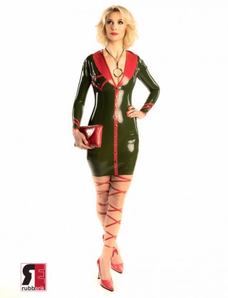 Damen Latex knielanges Kleid